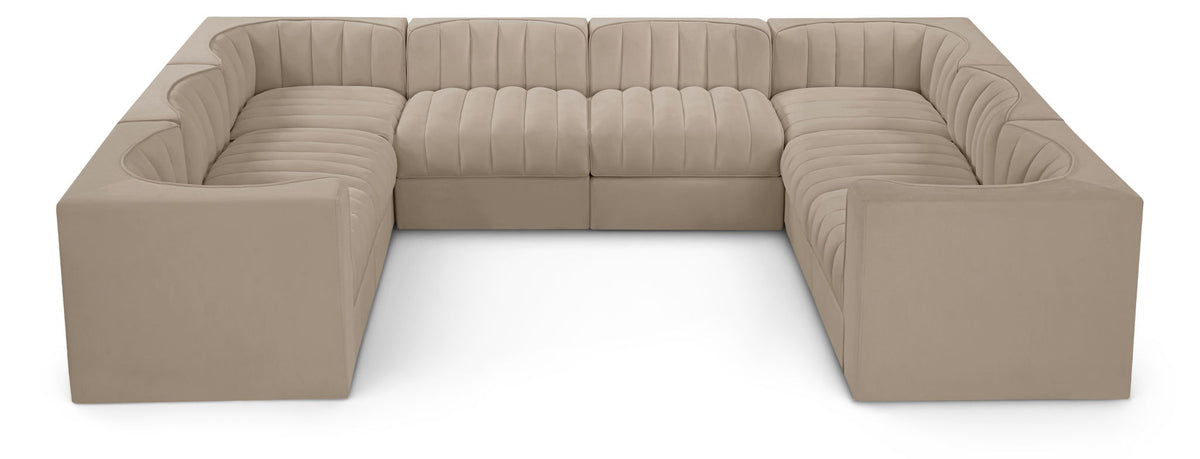 Rummi Performance Velvet Modular Sectional — 8-Piece Sectional — Beige