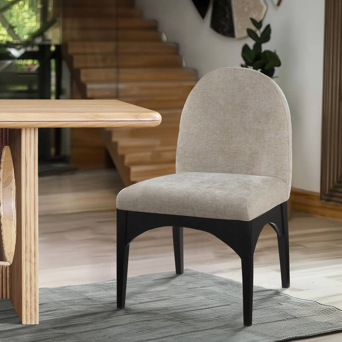 Waldorf - Chenille Dining Side Chair with Black Legs