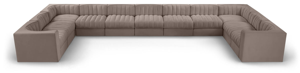 Rummi Performance Velvet Modular Sectional — 11-Piece Sectional — Taupe