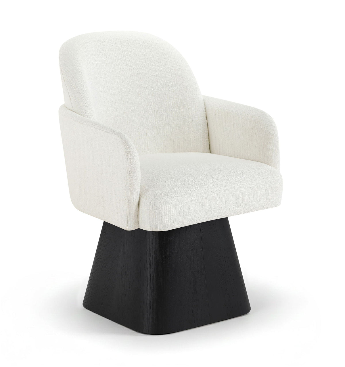 Marlowe Swivel Dining Arm Chair with Black Base