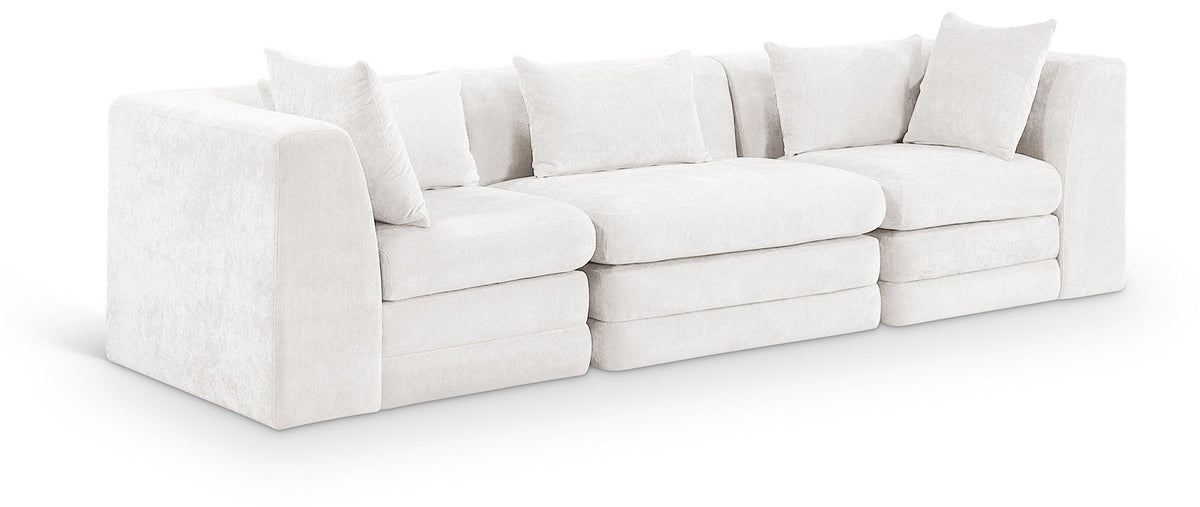 Stellar Chenille Modular Sectional — 3-Piece 114" Sofa, Style B — Cream