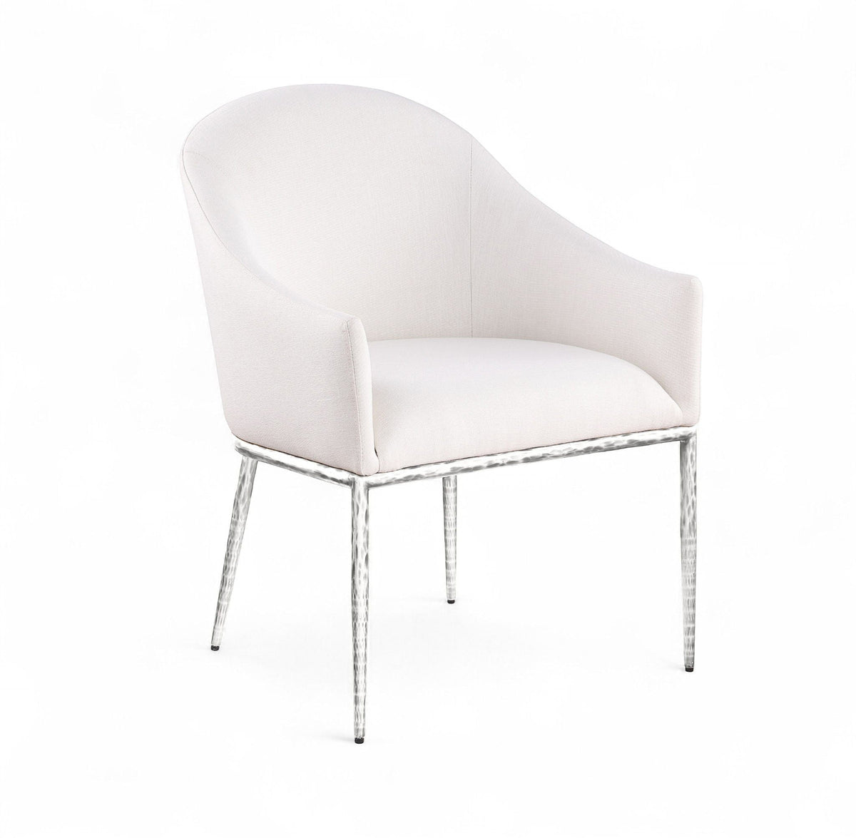 Ferro Performance Fabric Dining Arm Chair with Brushed Silver Legs
