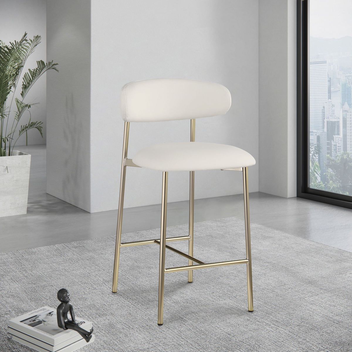 Lupita - Counter Stool (Set of 2) with Brushed Gold Frame