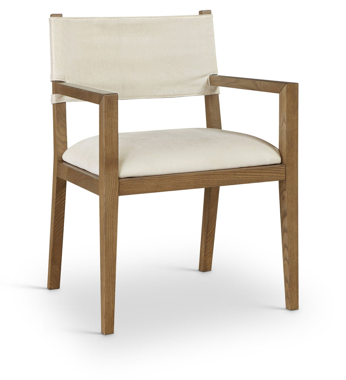 Avon - Linen Textured Performance Fabric Upholstered Dining Arm Chair - Cream