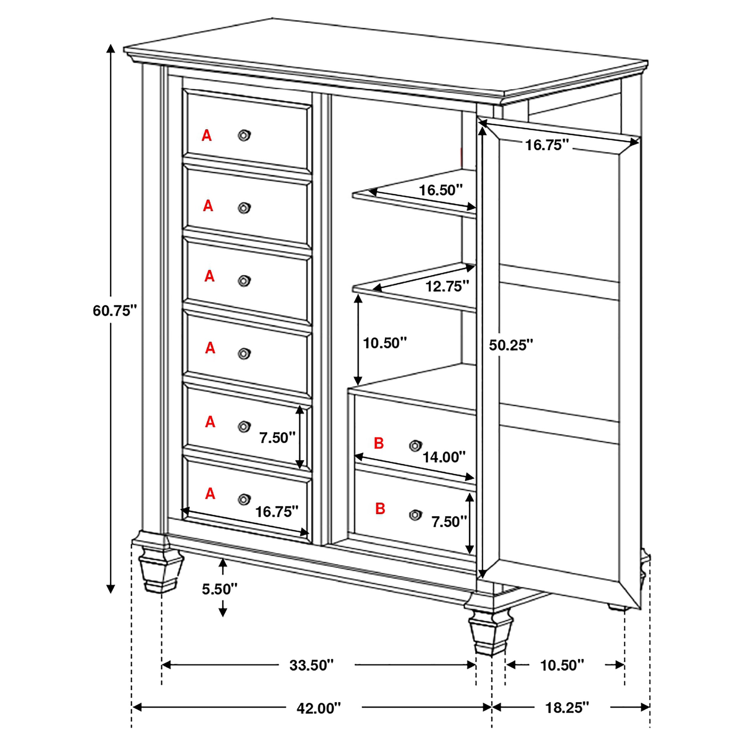 Sandy Beach 8-drawer Door Chest