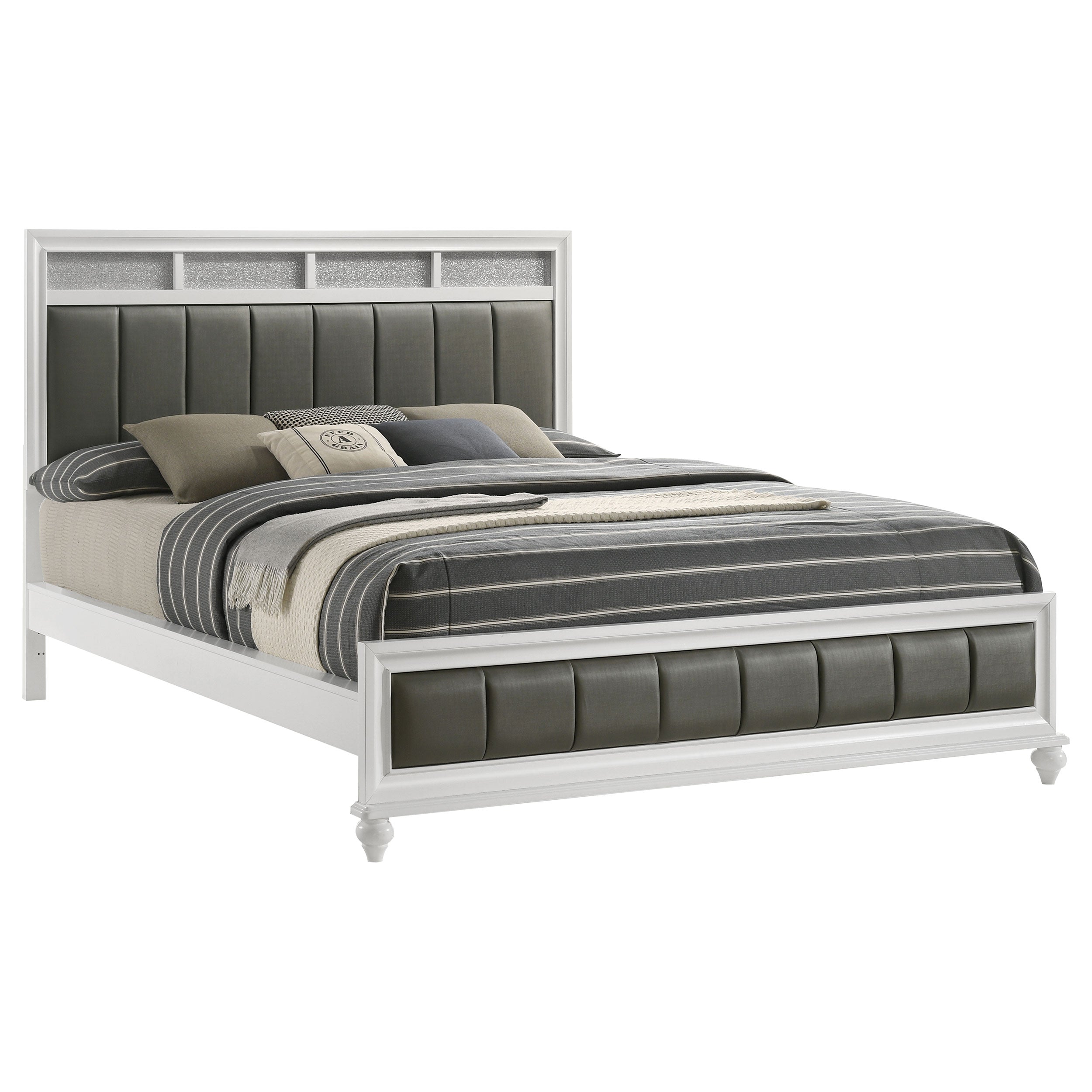 Barzini Wood  Panel Bed White