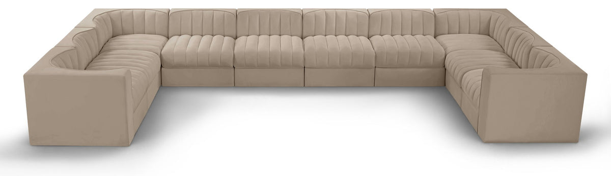 Rummi Performance Velvet Modular Sectional — 10-Piece Sectional — Beige