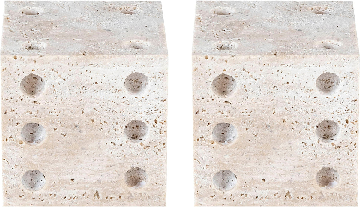 Dice - Marble & Travertine Decorative Object - Natural