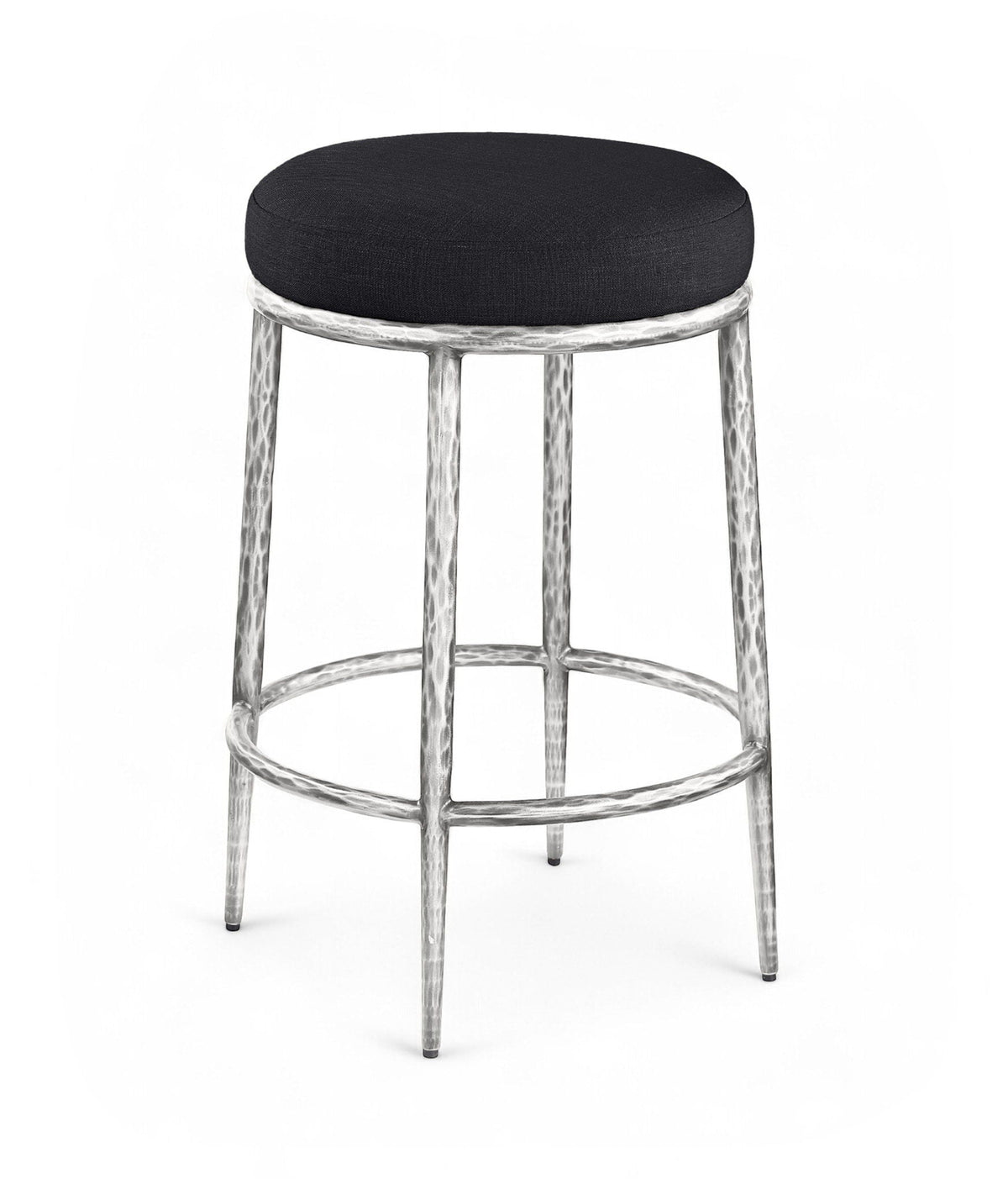 Ferro Upholstered Backless Counter Stool with Brushed Silver Base