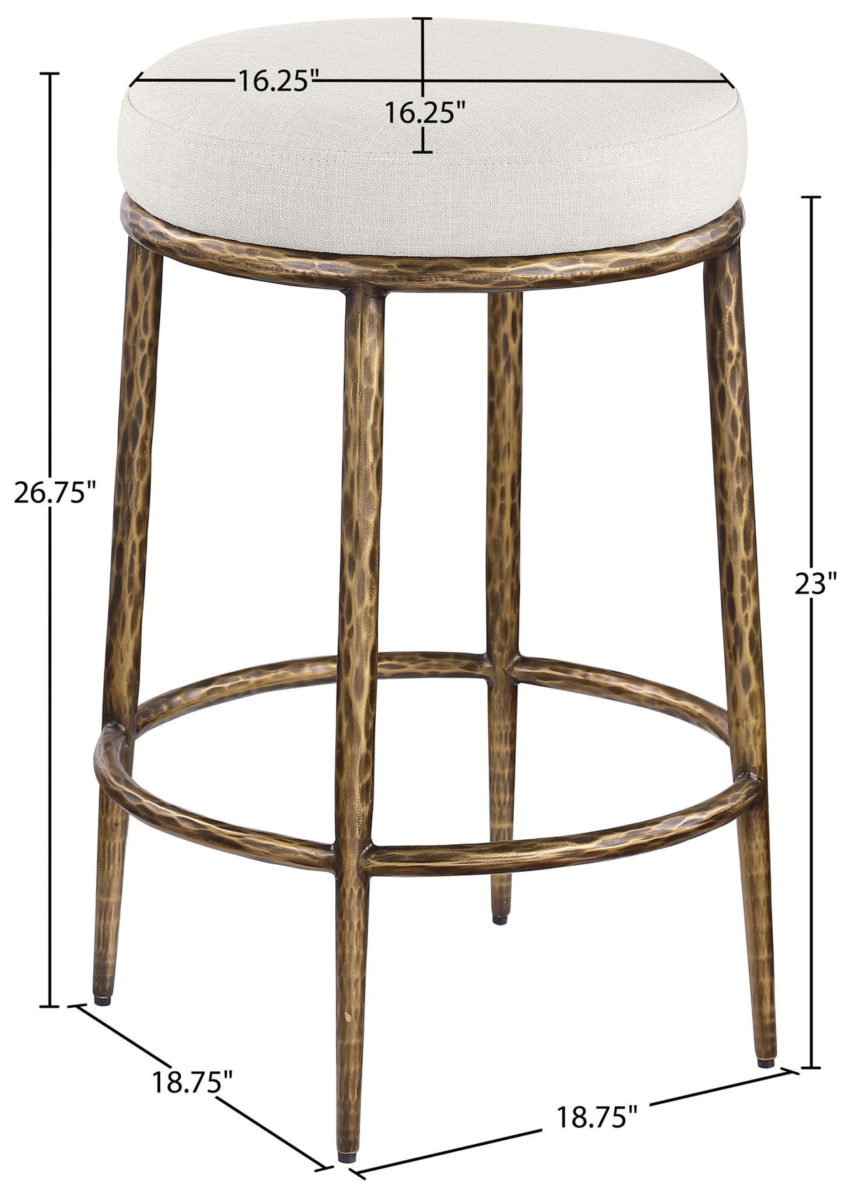 Ferro Upholstered Backless Counter Stool — Brushed Gold Base - Gold