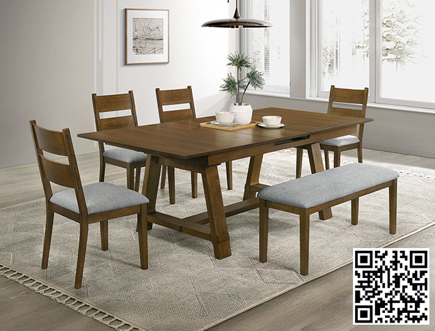 Everly Rustic Dining Set — Table, Chairs & Bench