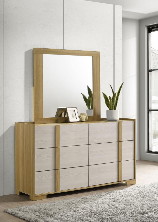 Hyland 6-drawer Dresser with Mirror Natural