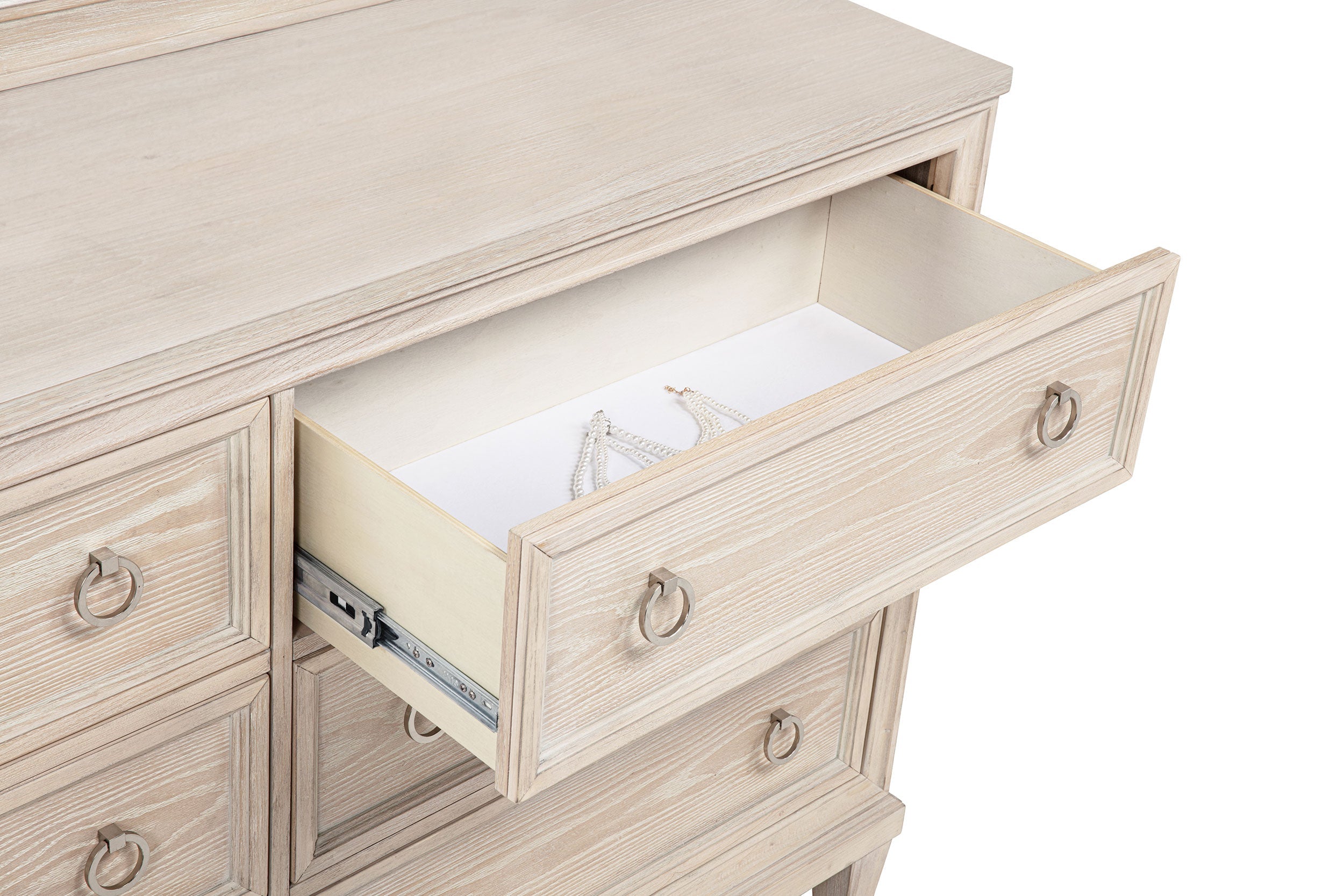 Pembroke 6-drawer Bedroom Dresser with Mirror Washed Oak