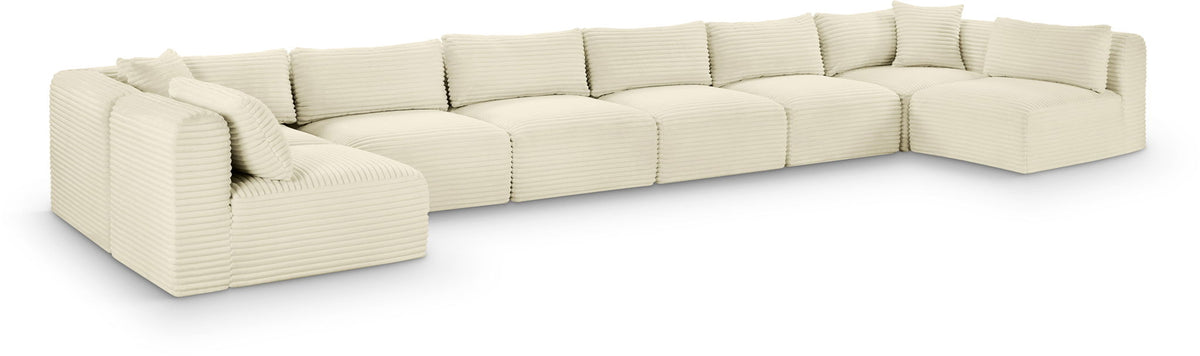 Shaggy Modular Sectional — 8-Piece U-Shaped Armless Sectional — Cream