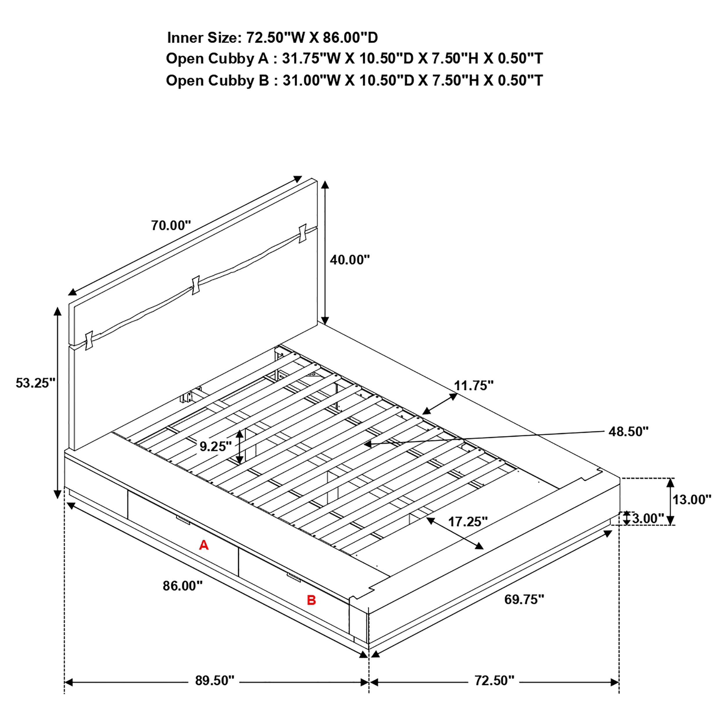 Winslow storage bed - detail