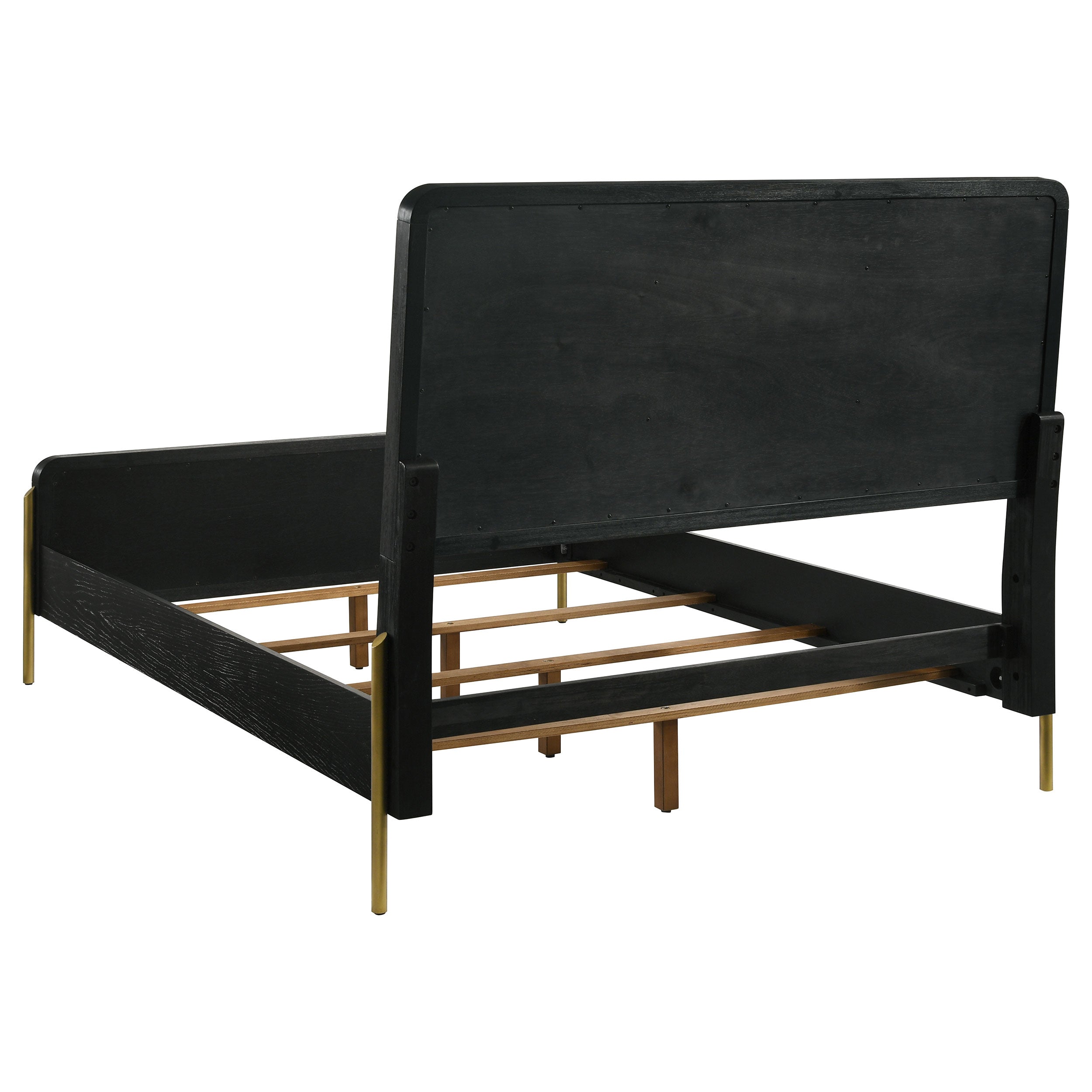 Arini Rattan California King Panel Bed Black and Natural