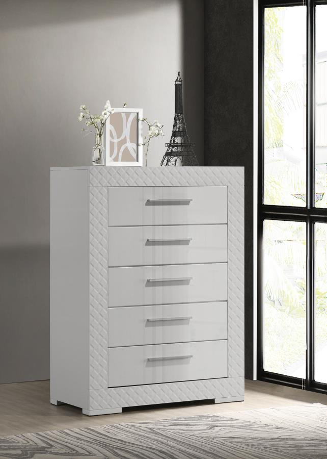 Ives 5-drawer Bedroom Chest of Drawers High Gloss
