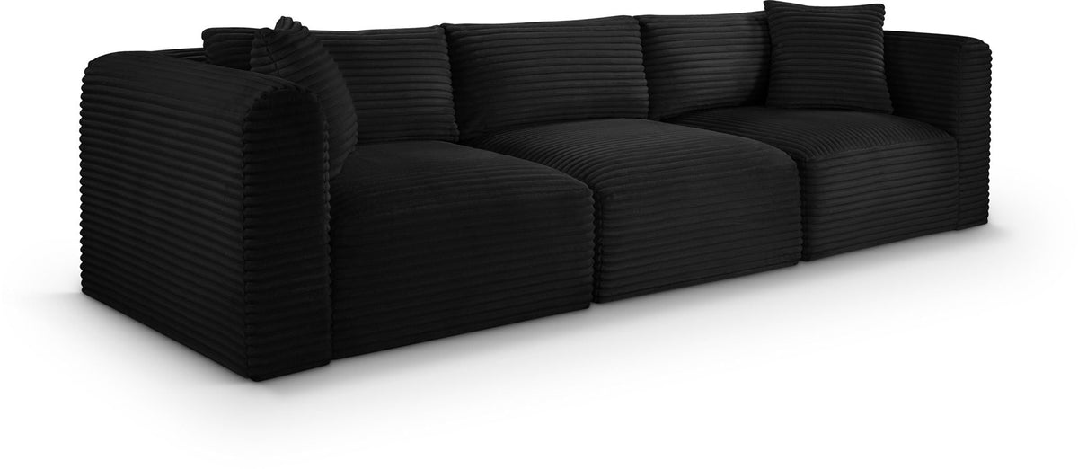 Shaggy Modular Sectional — 3-Piece Sofa — Black
