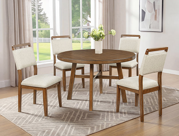 Blanche Brown Round Dining Set — Table & Chairs