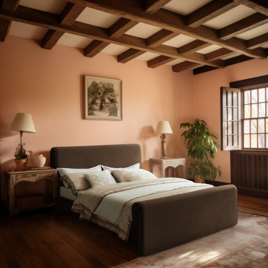 Sloan velvet bed - Brown angle