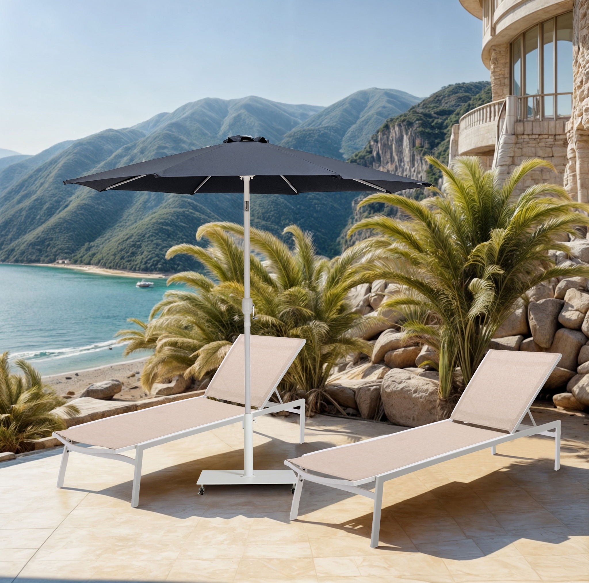 Fiji - Aluminum Patio Umbrella With Square White Base