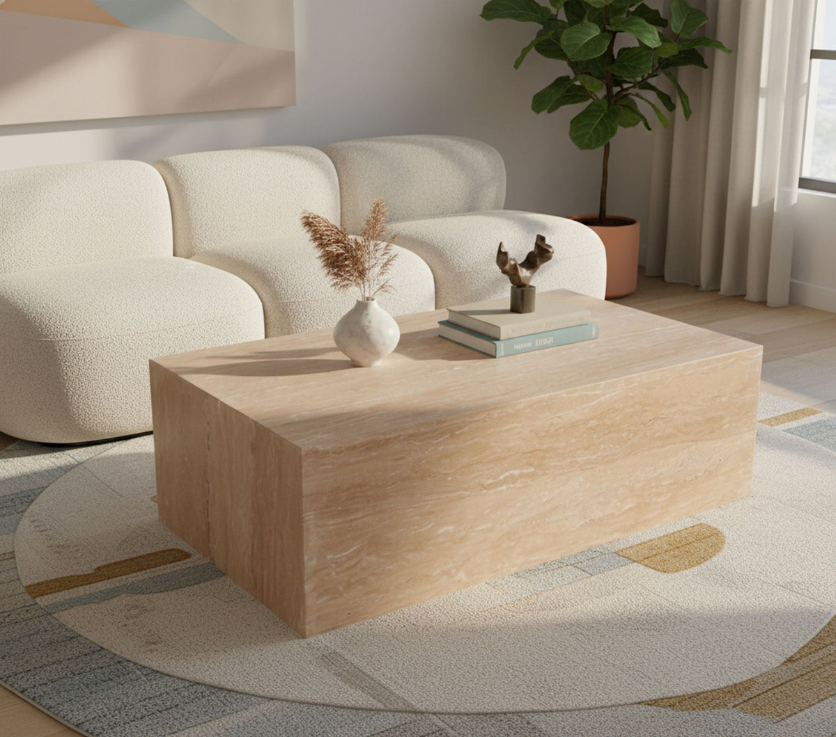 Bolzano - Marble & Travertine Table - Natural