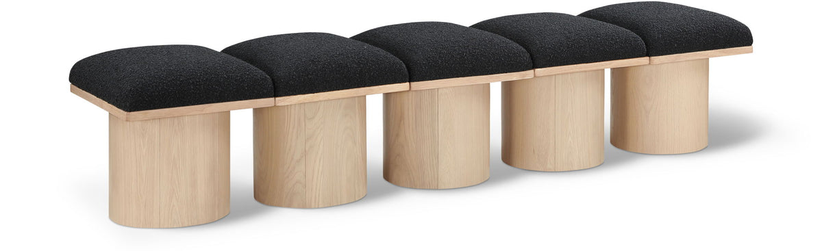 Pavilion Modular Bench 5-Piece Bench, 77.5"W x 18"D — Black / Natural Base