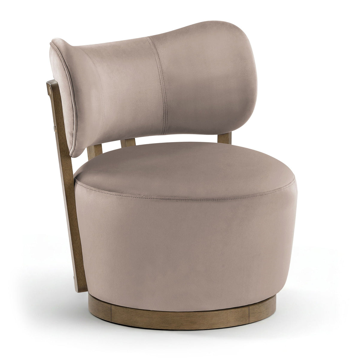 Elara - Velvet Upholstered Swivel Accent Chair with Brown Base