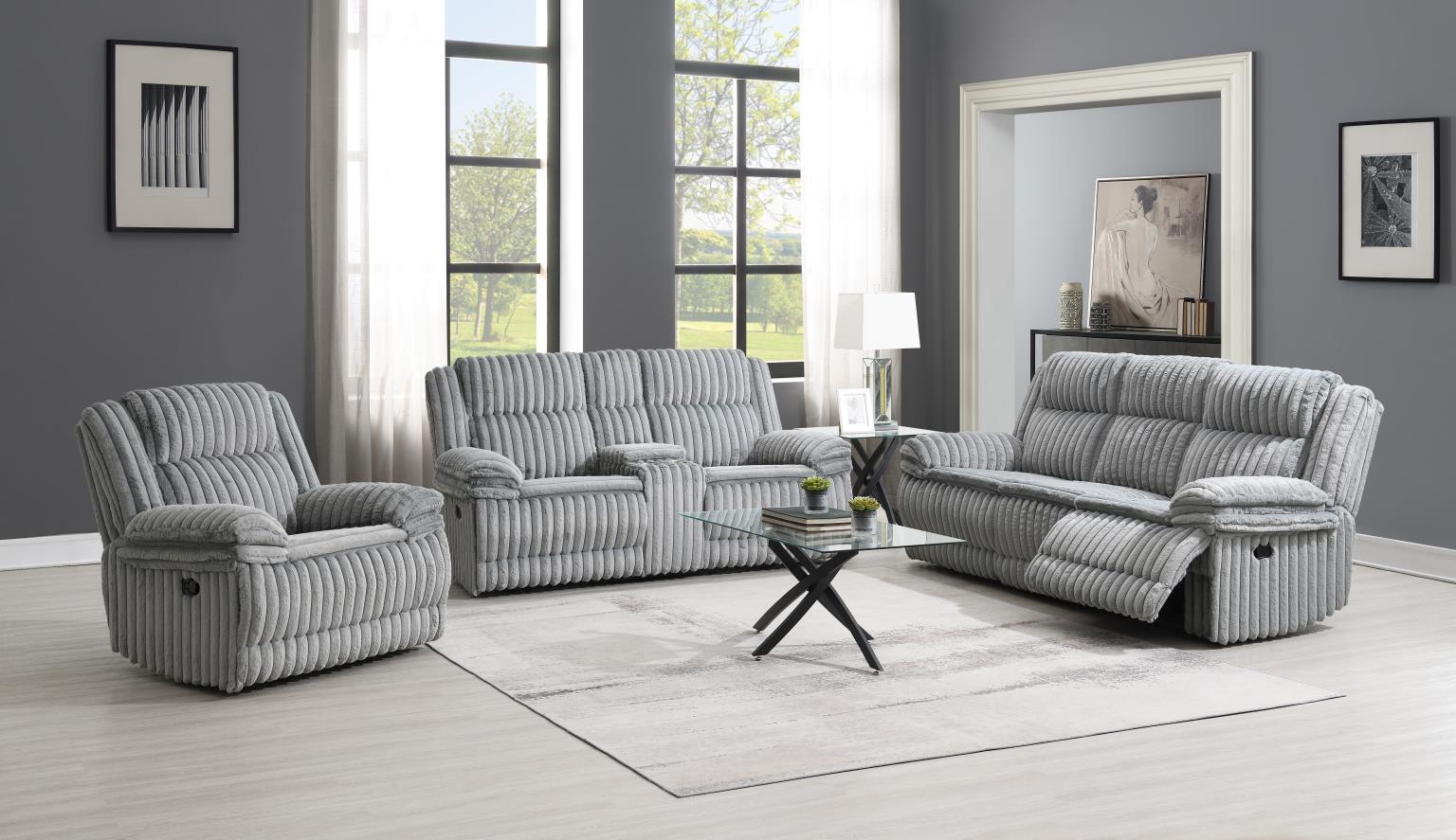 U113 - Corduroy Motion Chair - Gray