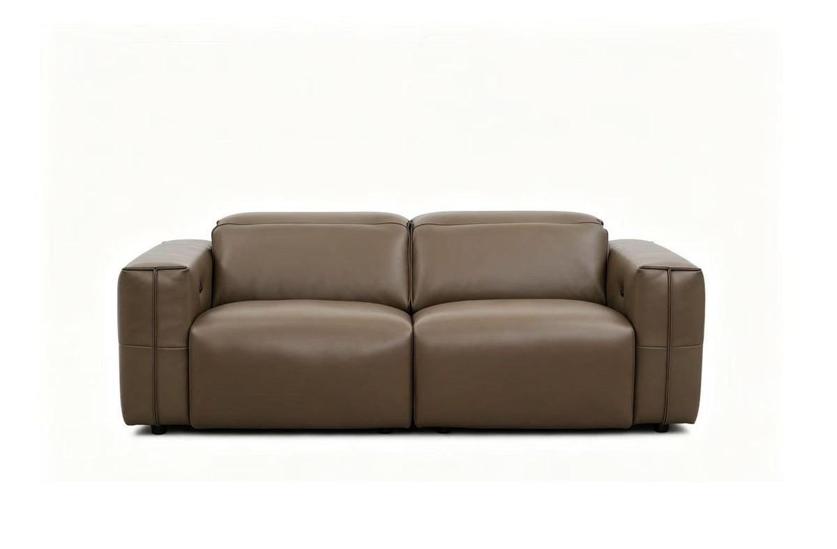 Ember Brown Italian Leather Sofa and Loveseat — Power Recline