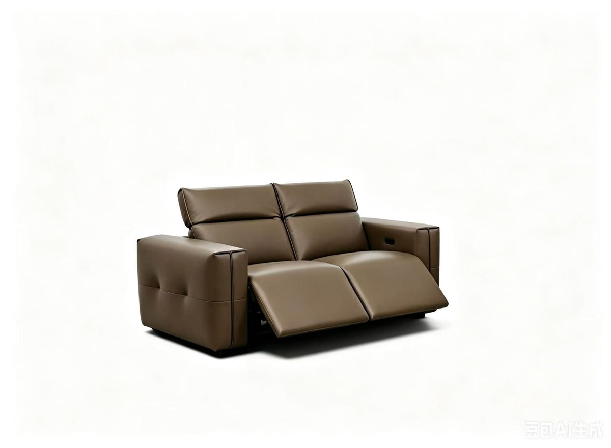 Ember Brown Italian Leather Sofa and Loveseat — Power Recline