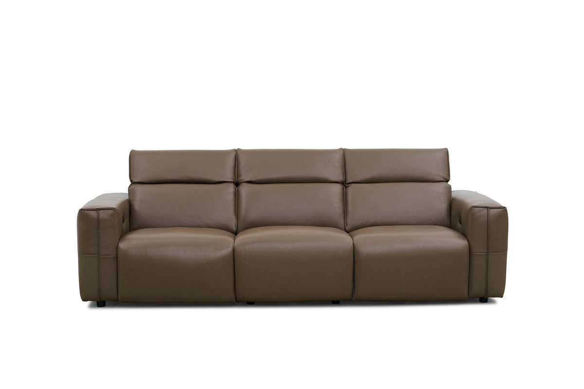 Ember Brown Italian Leather Sofa and Loveseat — Power Recline