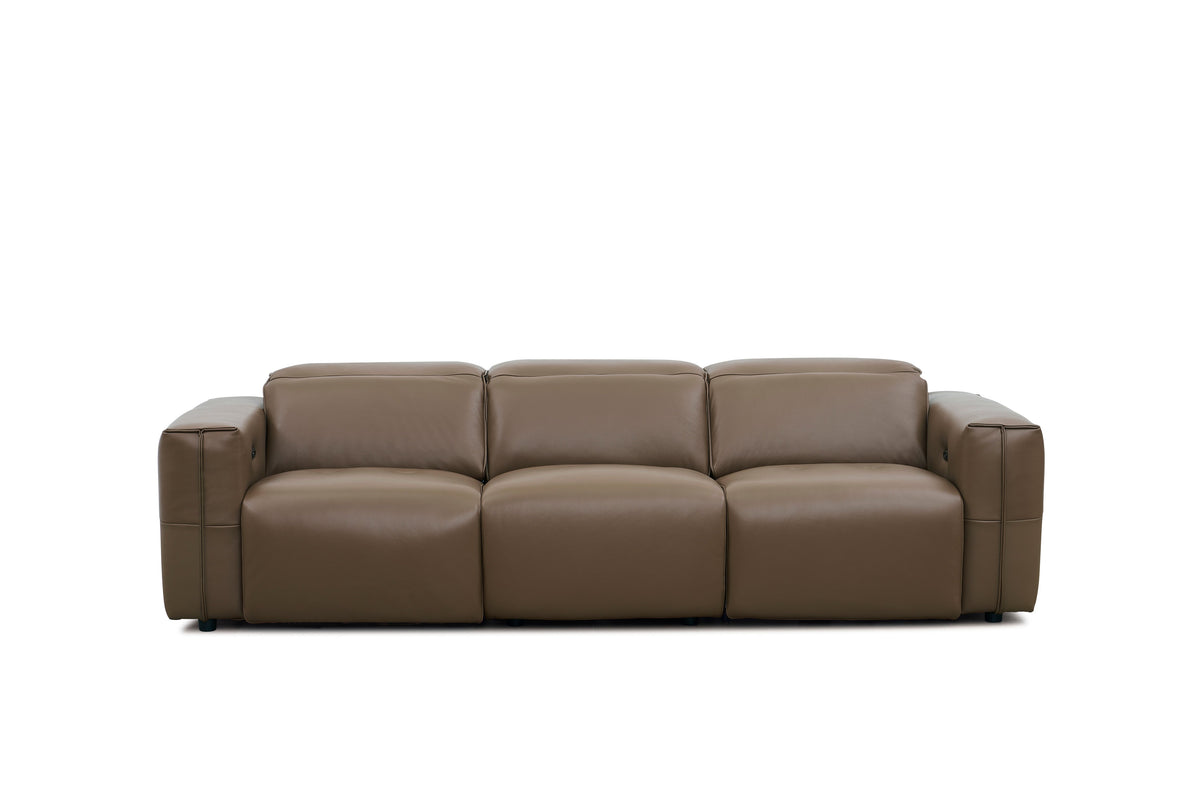 Ember Brown Italian Leather Sofa and Loveseat — Power Recline
