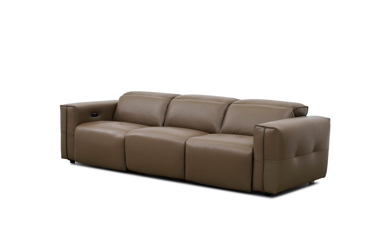 Ember Brown Italian Leather Sofa and Loveseat — Power Recline