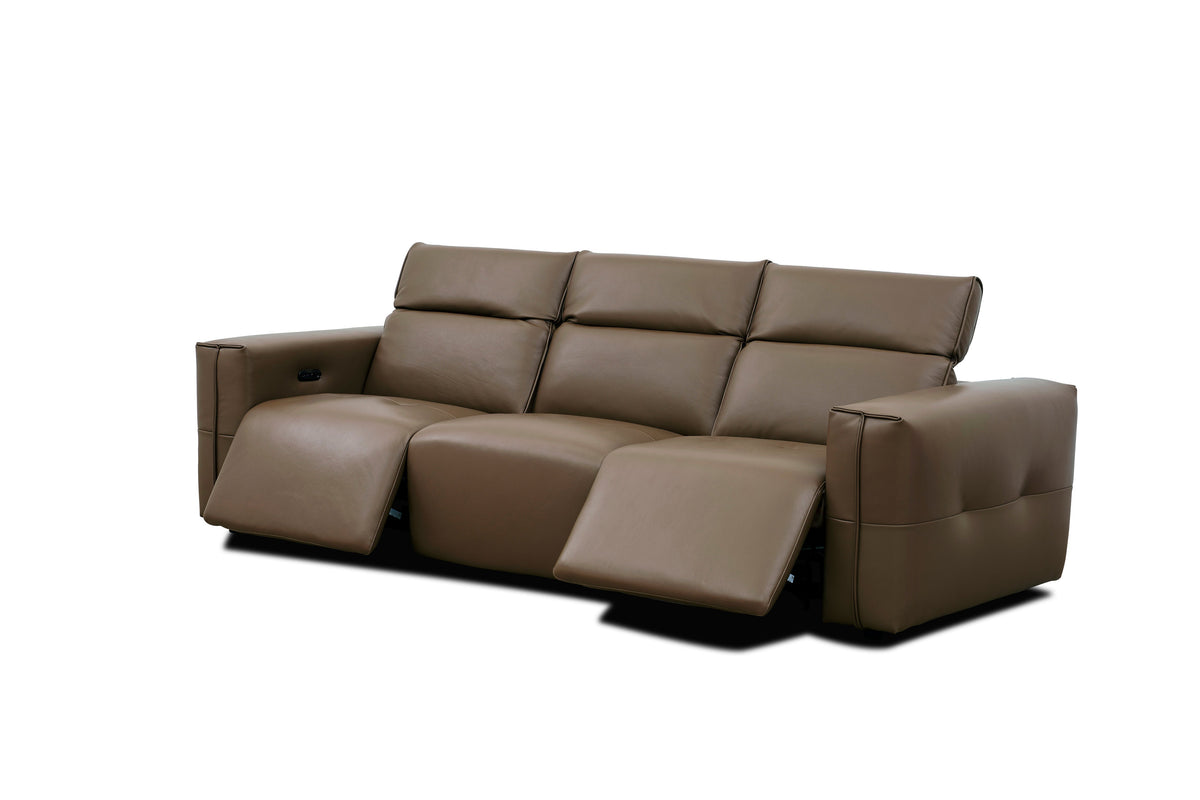 Ember Brown Italian Leather Sofa and Loveseat — Power Recline