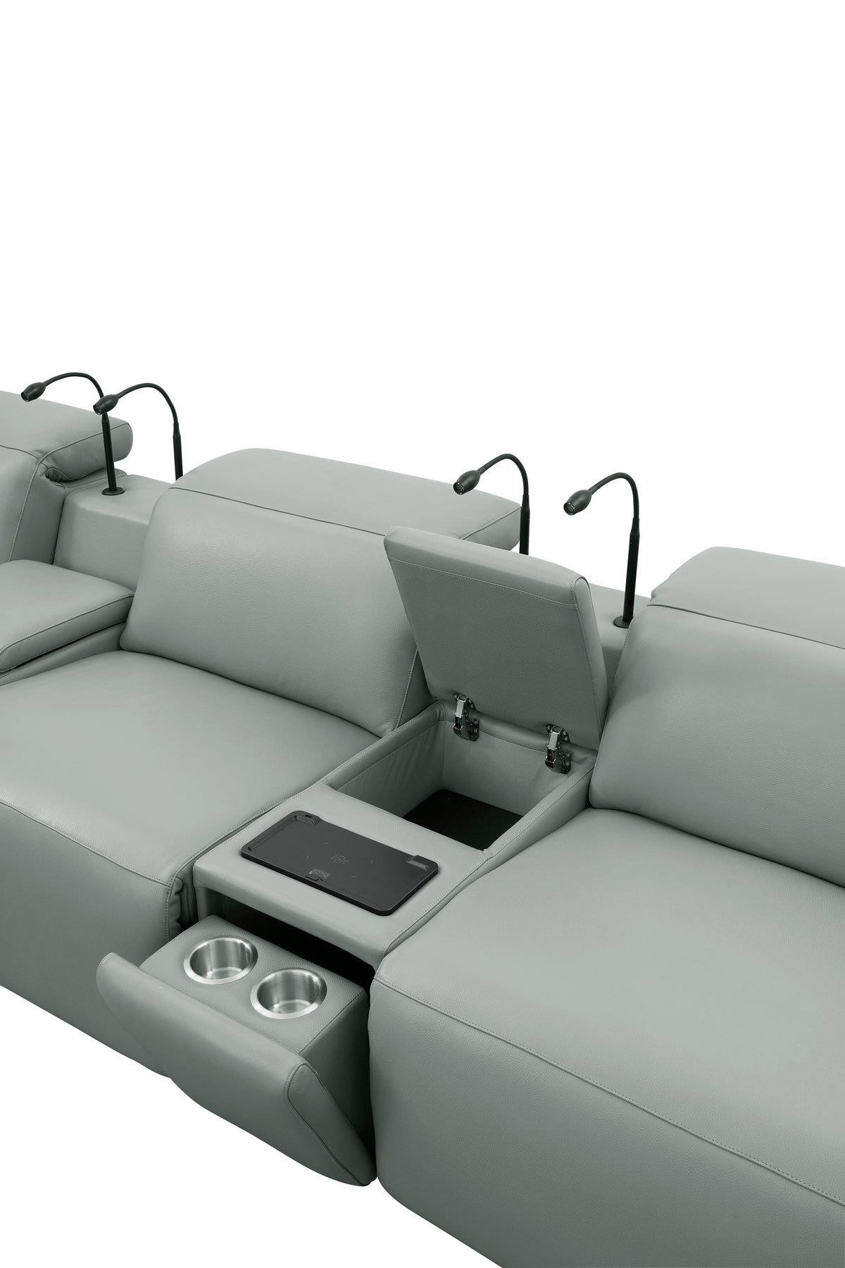 Diamante Italian Leather Home Theater Row — Power Recline