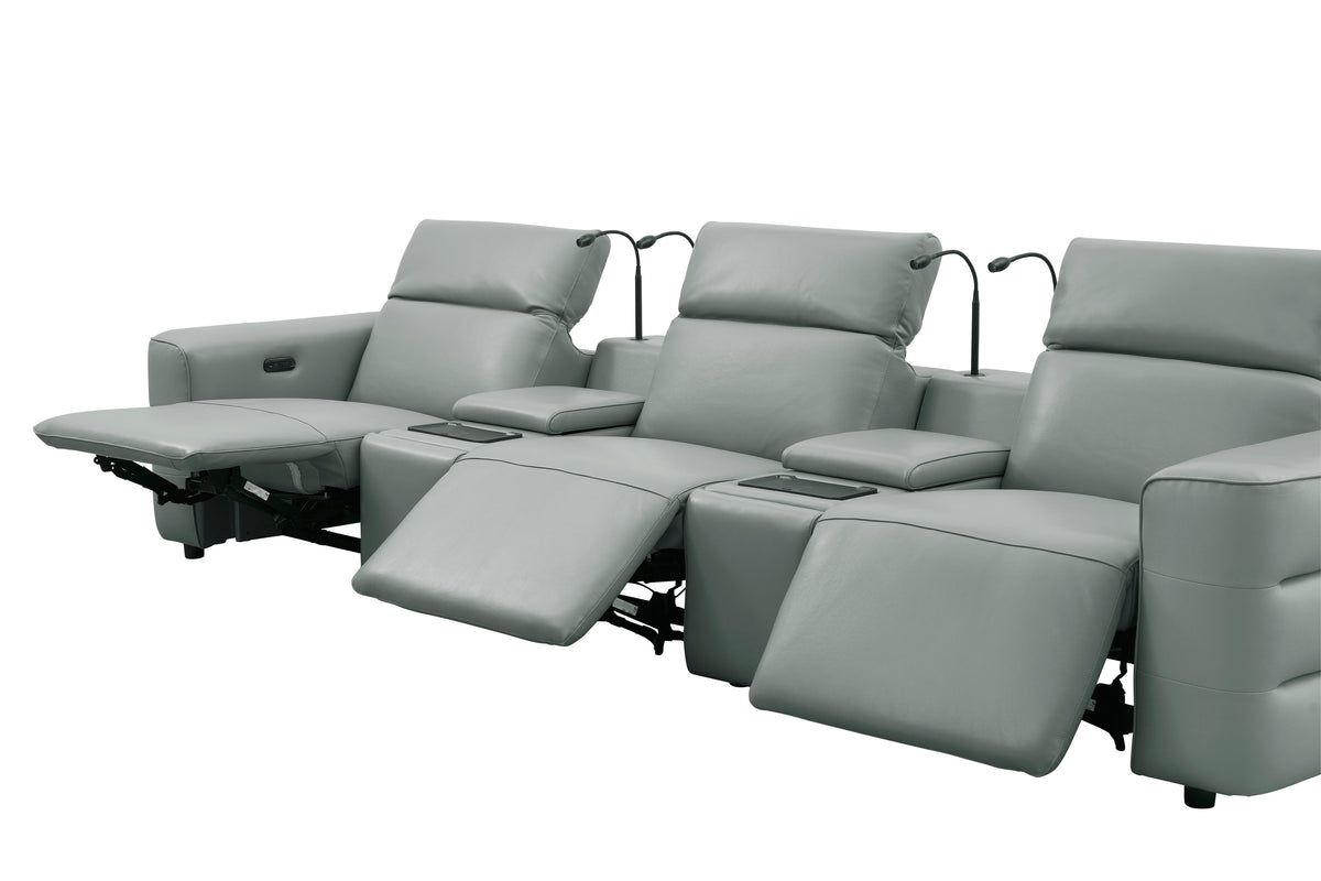 Diamante Italian Leather Home Theater Row — Power Recline