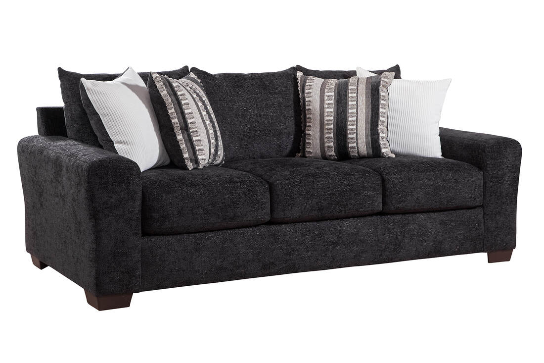 Behold 2535 Black Sofa & Loveseat Set — 4 Accent Pillows Included