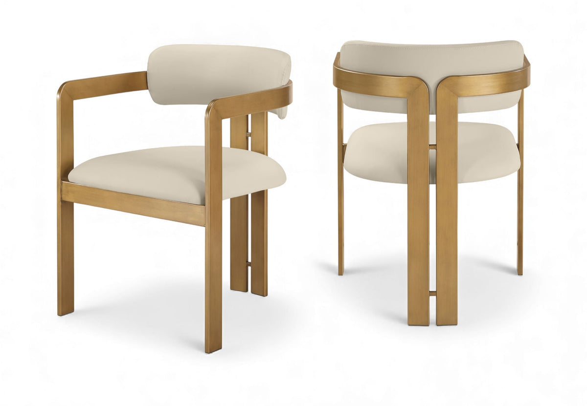 Aurum Vegan Leather Dining Chair (Set of 2) with Brushed Brass