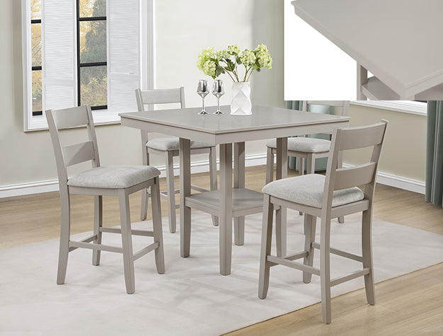 Lester Greige Counter Height Table Set — 5-Piece