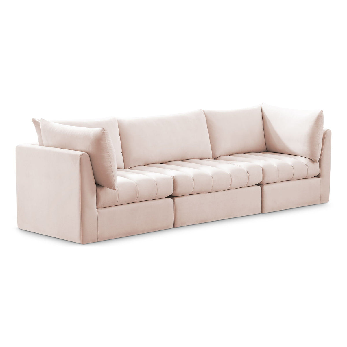 Jacob Velvet Modular Sectional — 3-Piece Sofa — Pink