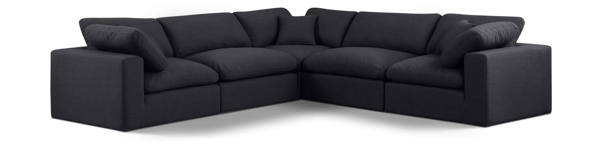 Comfy Linen Modular Sectional — 5-Piece Corner Sectional — Black