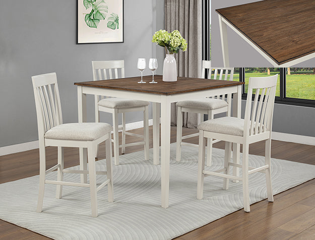 Brody White & Brown Counter Height Table Set — 5-Piece