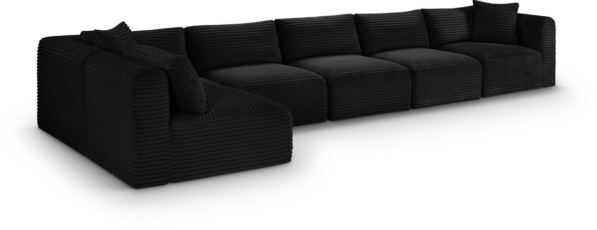 Shaggy Modular Sectional — 6-Piece Sectional — Black