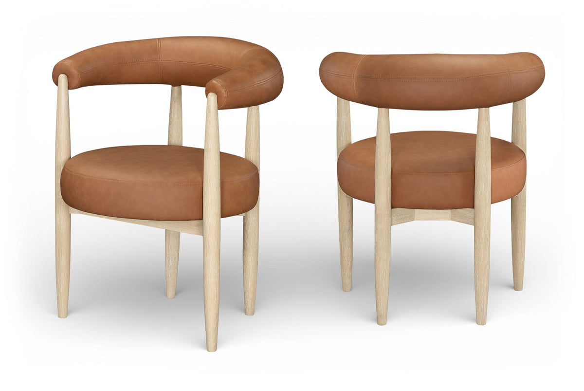 Sable Vegan Leather Dining Chair Set of 2 with Natural Base