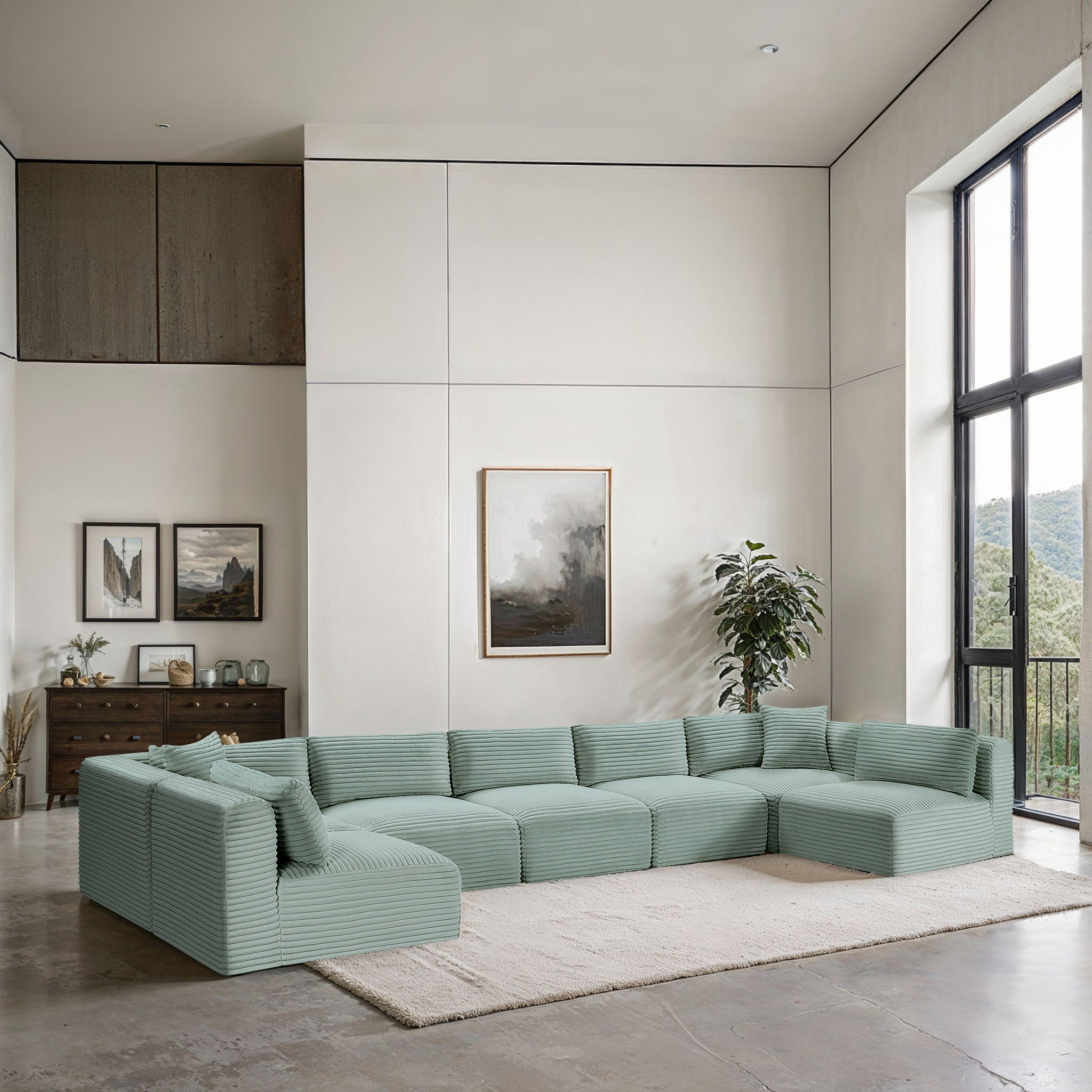 Shaggy - 7 Piece Modular U-Shaped Armless Sectional
