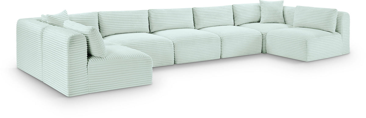 Shaggy Modular Sectional — 7-Piece U-Shaped Armless Sectional — Mint