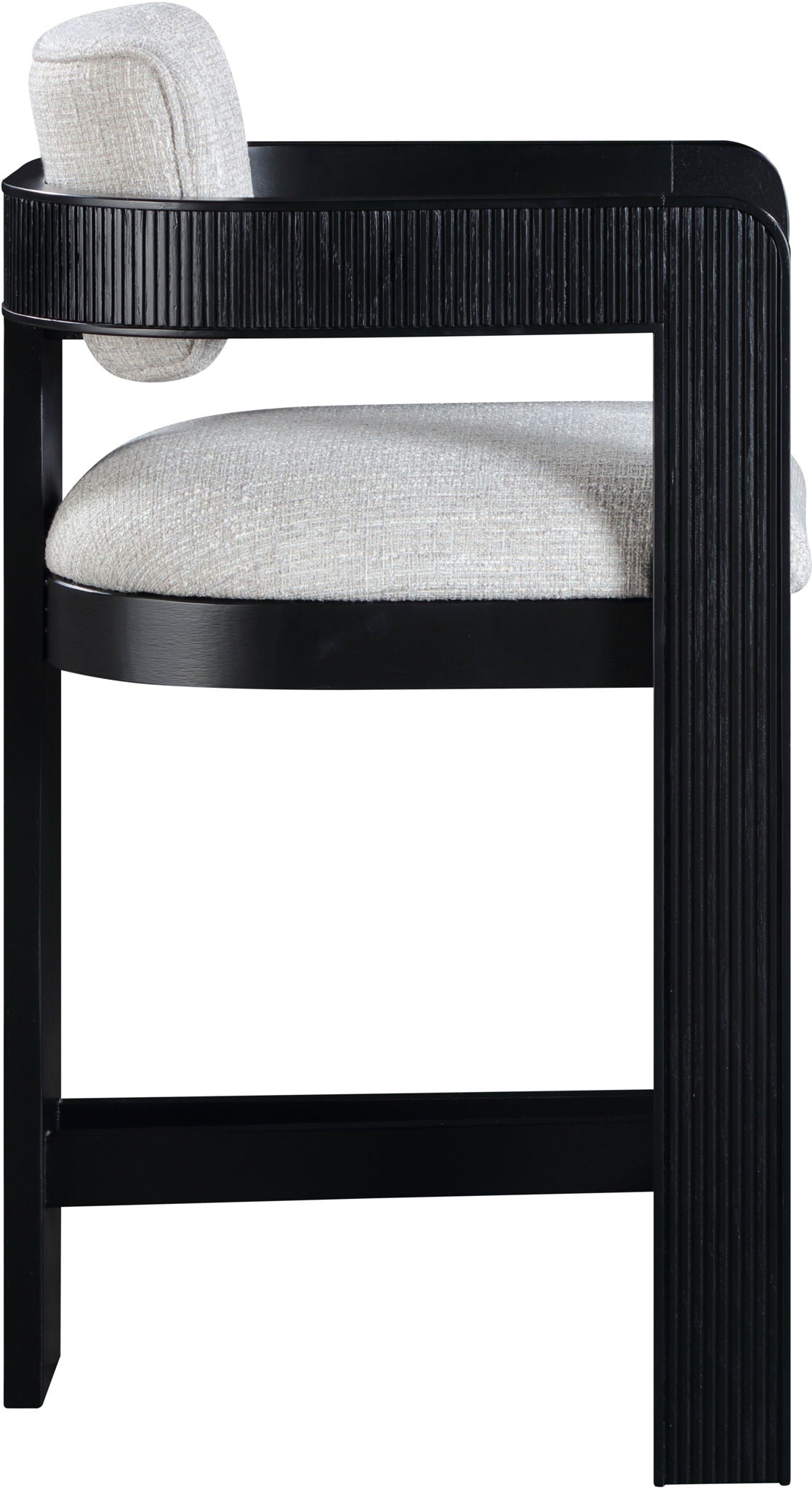 Sacha - Linen Stool with Black Base
