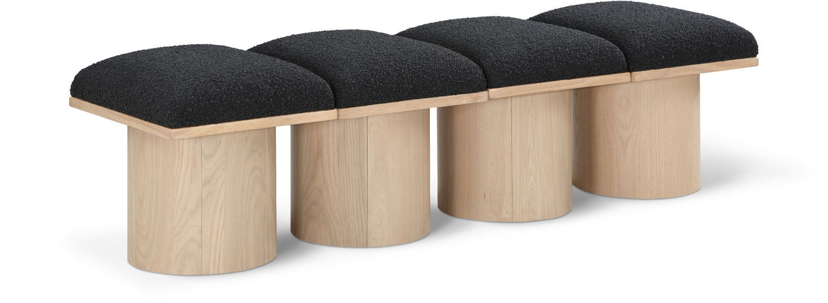 Pavilion Modular Bench 4-Piece Bench, 62"W x 18"D — Black / Natural Base