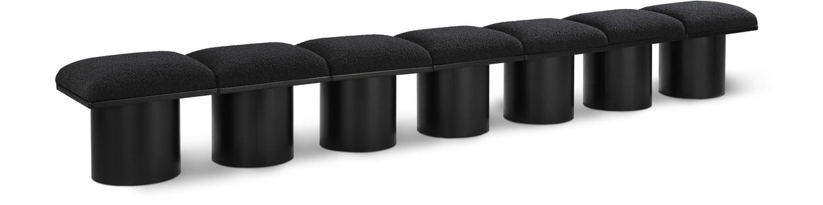 Pavilion Modular Bench 7-Piece Bench, 126"W x 15.5"D — Black / Black Base